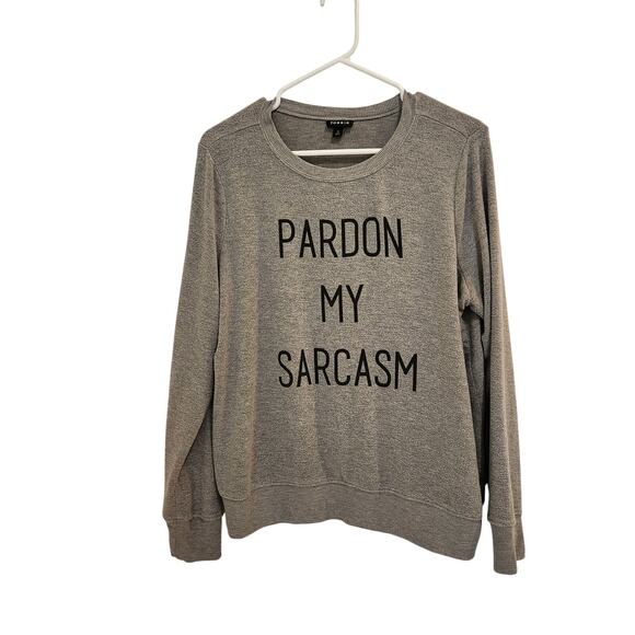 Torrid Pardon My Sarcasm Graphic Soft Pullover Sweatshirt Gray Knit 0X Large - Picture 1 of 6